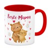 Bären Mutter und Kind Kaffeebecher in rot mit Spruch Beste
