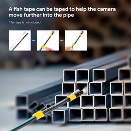 Triple Lens Endoscope Camera with Light with 50FT Semi-Rigid Cable, DEPSTECH 5" IPS Screen Sewer Inspection Camera, 1080P Industrial Borescope, Split Screen, Waterproof Drain Pipe Tool, Carrying Case