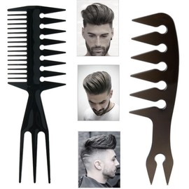 2 PCS Hair Comb Styling Set Barber Hairstylist Accessories,Professional Shaping & Wet Pick Barber Brush Tools, Anti-Static Hair Brush for Men Boys