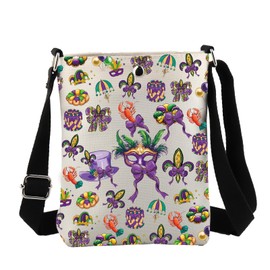 JYTAPP Mardi Gras Coquette Bow Crossbody Bag New Orleans Mardi Gras Party Carnival Merchandise Happy Mardi Gras Gift (Beige)