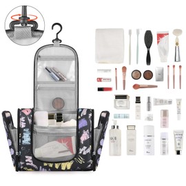 FOREGOER Large Travel Toiletry Bag Hanging Toiletry Bag for Men and Women Doodling, orange, WOMEN