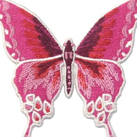 ZEGINs Butterfly Embroidered Badge Iron On Sew On Patch, Pink