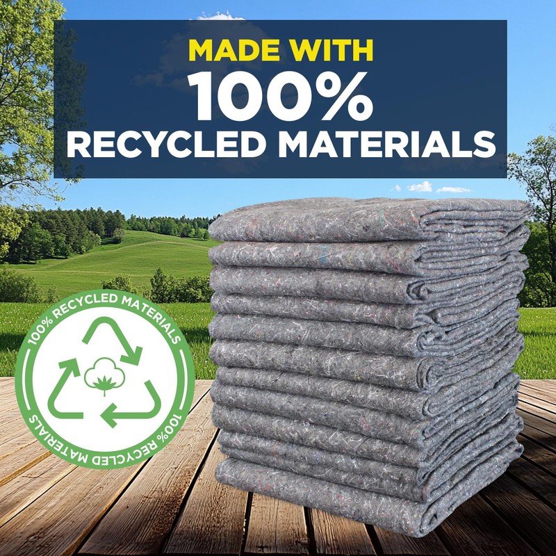 Padded XL Moving Blankets, 6 Pack, Heavy Duty, Eco-Friendly Pads