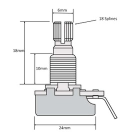 B500K linear guitar potentiometer 24mm diameter 15mm shaft tone volume