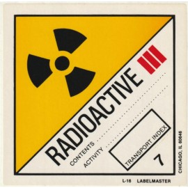 Class 7, "Radioactive III" DOT Transportation Hazard Label Sticker, 4"