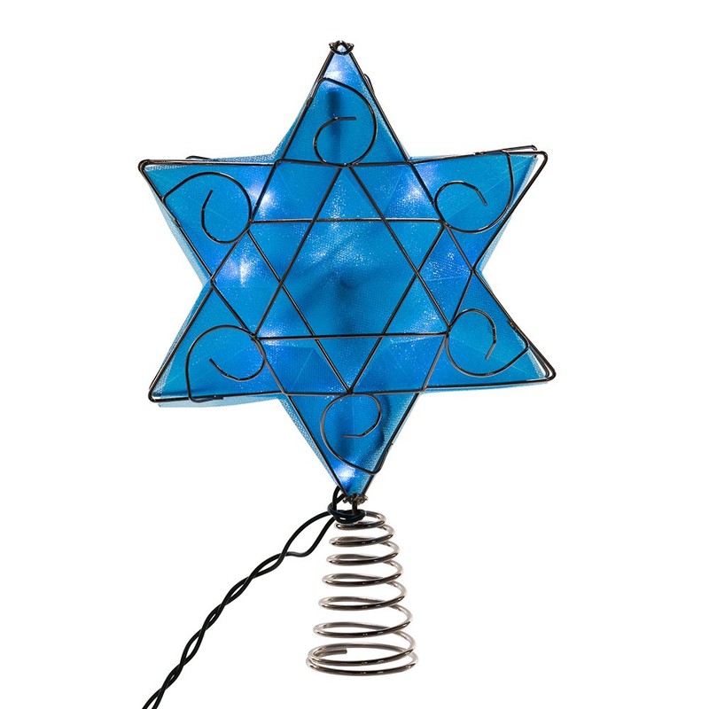 Kurt Adler UL 10-Light LED Silver and Blue Hanukkah Star
