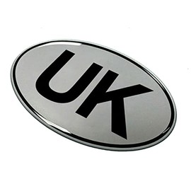 Gelz UK Car Oval Gel Domed Sticker 75mm x 43mm Sticker/Decal - Retro - BLACK on SILVER