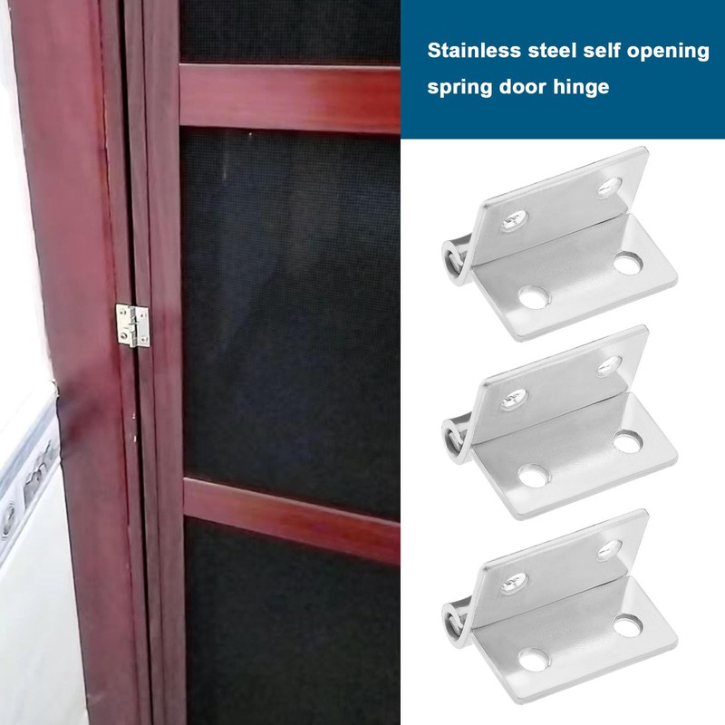 Micro Traders 4PCS Self-Opening Spring Hinges 304 Stainless Steel Spring