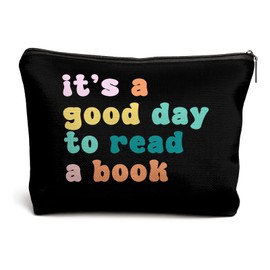 DOFQZ Book Lover Gifts It's a Good Day to Read A Book Makeup Bag,Librarian Bookish Book Lover Bookworm Cosmetic Bag Gifts Book Club for Women,Gift for Readers BookS Lovers Women