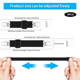 O-Kinee Pack of 4 adjustable bed sheet straps, adjustable bed sheet tensioners