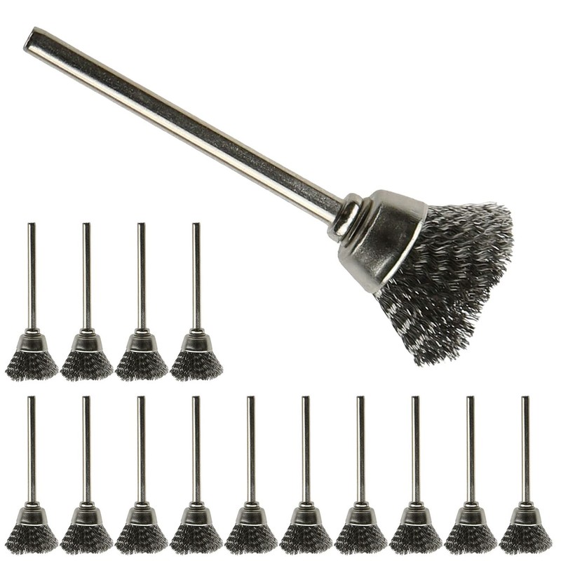 ZZHXSM 15pcs Cup Shape 15mm Stainless Steel Wire Brush Rust