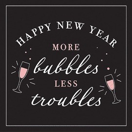 Design Design Happy New Year More Bubbles Less Troubles Cocktail Napkins, 9.8-inches(Length) Decorative Holiday Décor