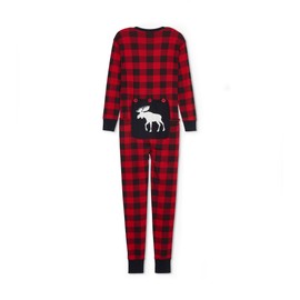 Little Blue House by Hatley Moose on Plaid Family Union Suits, Red, Large