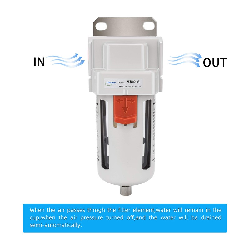 NANPU 3/8" BSP Compressed Air Line Filter, 5 Micron Brass