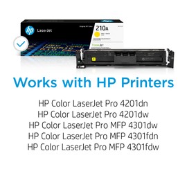 HP 210A Yellow Toner Cartridge | Works Color Laserjet Pro 4201, Color Laserjet Pro MFP 4301 Series | W2102A