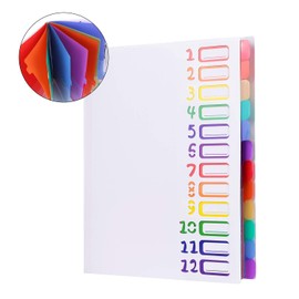 A4 Expanding Project Sorter 12 Pockets Accordion File Folder Heavy Duty Plastic Rainbow Expandable Folder Organizer A4 Letter Size Bills Document Wallet Paper Filing Folders for Office School Home