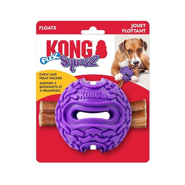 KONG Squeezz Flex Ball – Flexible Treat & Chew Holder