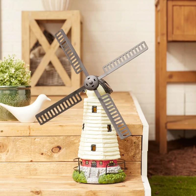 Accent Plus Lighthouse Solar LED Windmill Statue Patio Lawn Garden