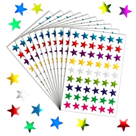 Sticker Stars 540 Pieces/10 Sheets Star Sticker Labels 13 mm Coloured Star Metallic Stickers Reward 9 Colours Stars Stickers for Awards Greeting Cards Crafts (10, 9 Colours)
