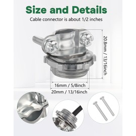 Hsddmx 20 Pcs Clamp Type Cable Connectors 1/2 Inch Conduit Clamp, Electrical Box Wire Clamps for NM Cables, Electric Wires, Metallic Conduit Protect Cables, Zinc