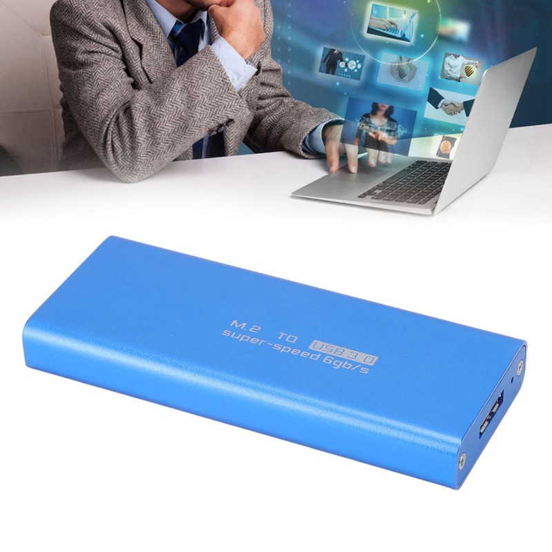 MSATA to USB3.0 Enclosure Adapter Case 6Gbps Blue MSATA SSD