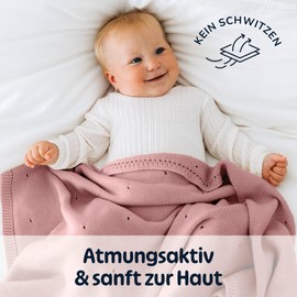 Merle Toys® - Baby Blanket Made of 100% Organic Cotton, GOTS & Oeko-Tex Certified Baby Blanket with Hole Pattern, Baby Gift Girl and Boy, Gifts for Birth, Cherry Blossom Pink