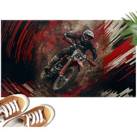 Motocross Dirt Bike Indoor Doormat Non-Slip Welcome Mat 17x29.5 Inch, Quick Absorbent Entryway Rug, Non-Woven Fabrics Front Door Mat, Area Rug for Kitchen, Bedroom, Home, Office
