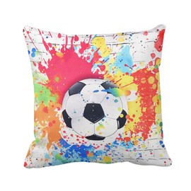 Football Throw Pillow Cover Square Pillow Cushion Cover with Zipper Colorful Soccer Pillowcase Gifts for Women Mom Daughter Son Birthday Gifts for Women Men Decorative Throw Pillow Covers 18x18