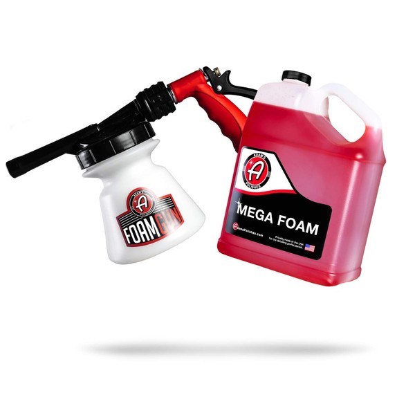 Adam’s Standard Foam Gun & Mega Foam - Car Wash & Car Cleaning Auto Detailing Kit | Soap Shampoo & Garden Hose for Thick Suds | No Pressure Washer Required | Car Wax Tool Supplies