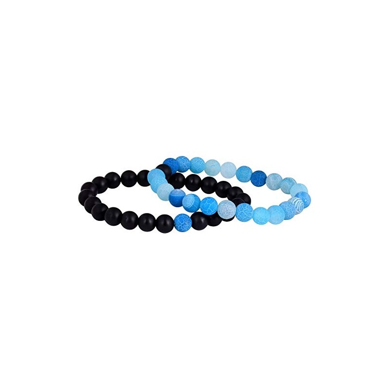 Jenbert 2Pcs Distance Bracelets Set Agate Stone Beads Friendship Bracelets