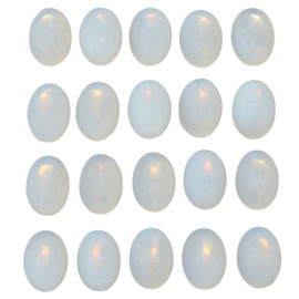 mookaitedecor 10pcs 18x25mm Opalite Crystal Oval Cabochons Flat Back Stones Beads for Jewellery Making, Reiki Healing Crystal Cabs Genuine Stone for DIY Cabochon Pendant & Earrings