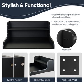 Washer Dryer Countertop 2 Tier 28 inches Wide, Laundry Shelf Topper with Edge, 28" W x 28" D x 12" H Laundry Space Organizer, Black