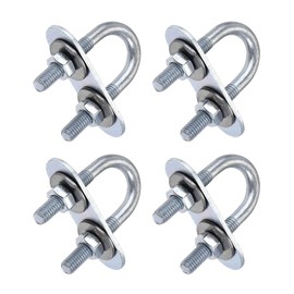TOP-VIGOR 4 sets M6 Round U-Bolts, 16mm Inner Width 46mm Length Steel U-Bolts with Nut, Plate, Washer for Building Installations Mechanical Parts Connection Cehicles Ships