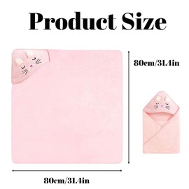 mkemka Baby Hooded Towel, Soft Hooded Baby Towels for Newborns, Absorbent Hooded Towel, Animal Design, Baby Towel for Newborn, Baby Boy and Girl (Pink)