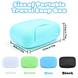 DTYGUIXE Pack of 4 Portable Soap Dish, Plastic Soap Box, Travel Soap Container for Solid Soaps, Waterproof Soap Box, Soap Box for Hiking, Business Trips, Camping (Black, White, Blue, Green)