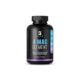 B Life Fórmula Pura de 4 Magnesios con 70 Cápsulas | Citrato, Glicinato, Gluconato y Carbonato | 1400mg por Porción | 4 Mag Element.