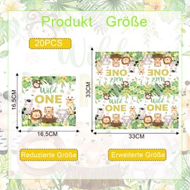 Tourima Pack of 20 Wild One Birthday Decorative Napkins, 33 x 33 cm Decoration 1st Birthday Boy Girl Napkins for Wild One Children's Birthday Party