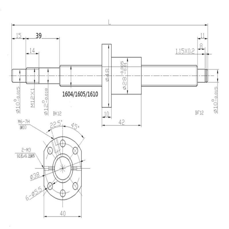 ANWOK Ball Screw SFU1605 800mm/31.49 inch Ballscrew with A Ball