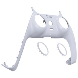 eXtremeRate Solid White Decorative Trim Shell Compatible with p s 5 Controller, DIY Replacement Clip Shell, Custom Plates Cover Compatible with p s 5 Controller with Accent Rings
