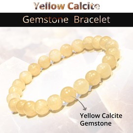 Yellow Calcite Bracelet – Healing Crystal Bracelet for Women and Men Gift's – 8mm Round Beaded Bracelet for Protection, Positive Energy – Elastic Adjustable Size Gemstone Bead Bracelet