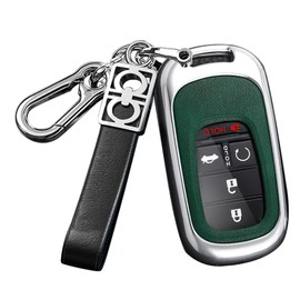 ontto Intelligent Key Skin Smart Remote Key Cover Fit for Honda Accord Civic HR-V CR-V Pilot Sport SI EX EX-L Touring 2022 2023 Key Fob,Leather Car Key Protector with Keychain Blue