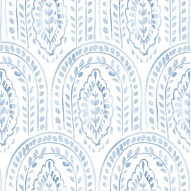 Peel and Stick Wallpaper Modern Wall Paper Boho Contact Paper Removable Wallpaper Peel and Stick Blue and White Self-Adhesive for Bathroom Bedroom Kitchen Wall Decor 17.3" x 118"
