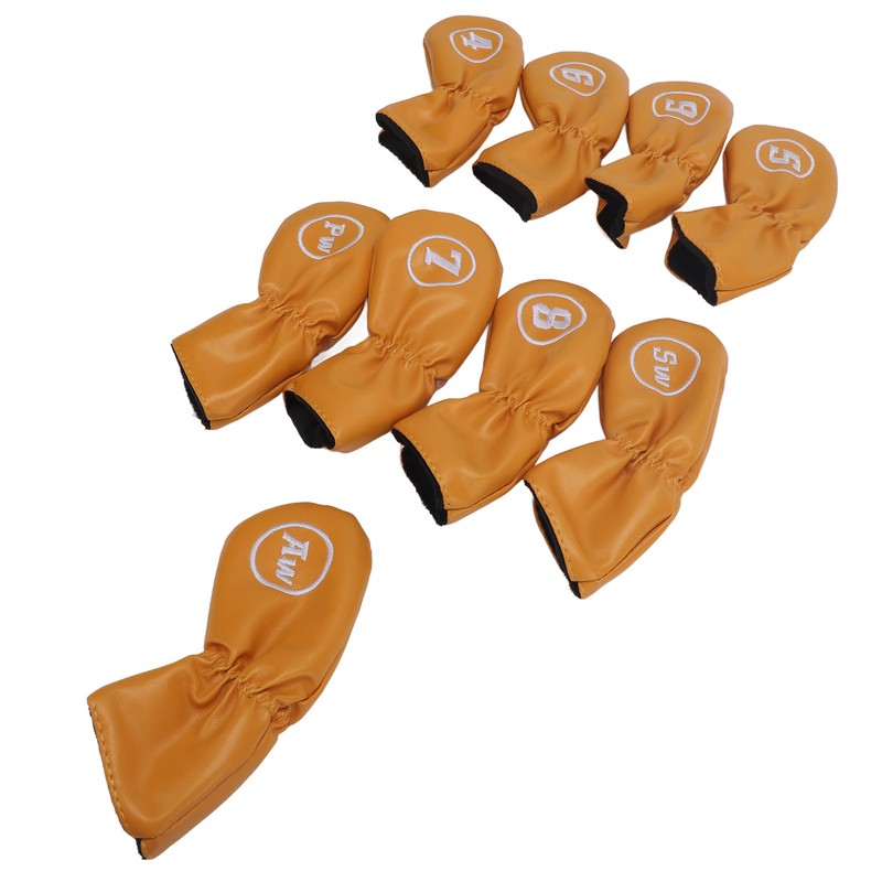 9pcs Golf Club Cover PU Leather Stylish Portable Golf Head