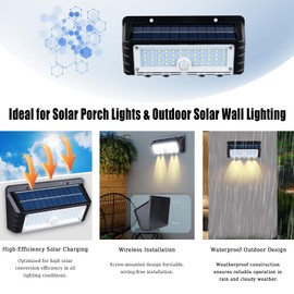 GooStryxen Solar Porch Lights Outdoor, Motion Sensor Outdoor Lights Solar Powered Wall Lamp, 44 LED Solar Light with 3 Modes,Waterproof, Solar Fence Lights for Porch, Yard, Garage, Entrance