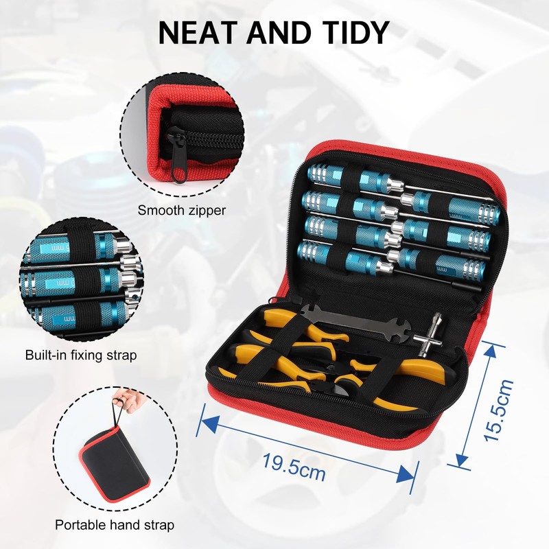 LALAGO 12-Piece Remote Control Car Tool Set, Hex Screwdriver, Pliers,