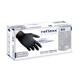 Reflexx R44, Latexhandschuhe puderfrei., L, Schwarz , 100