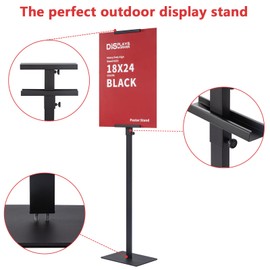 DISPLAYSWORKER Poster Stand for Display,Double Sided Banner Stand with heavy duty Base, Metal Floor Standing Sign Holder Up to 78 inches for Board & Foam Sign (Single-Pole)