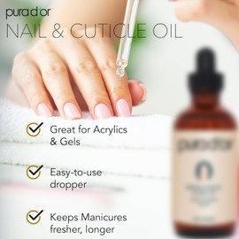 PURA D'OR Organic Nail & Cuticle Oil (4oz) - Enriched with Biotin, Vitamin E, Natural Ingredients - Nourishing Treatment for Nail Growth & Healthy Beds