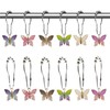 12 Pcs Pink Bow Shower Curtain Hooks Rings for Bathroom,