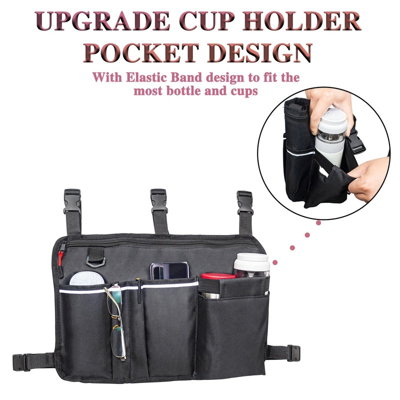 TONINT Large Walker Bag with Water Cup Holder,Walker Basket,Walker Accessories,Walker